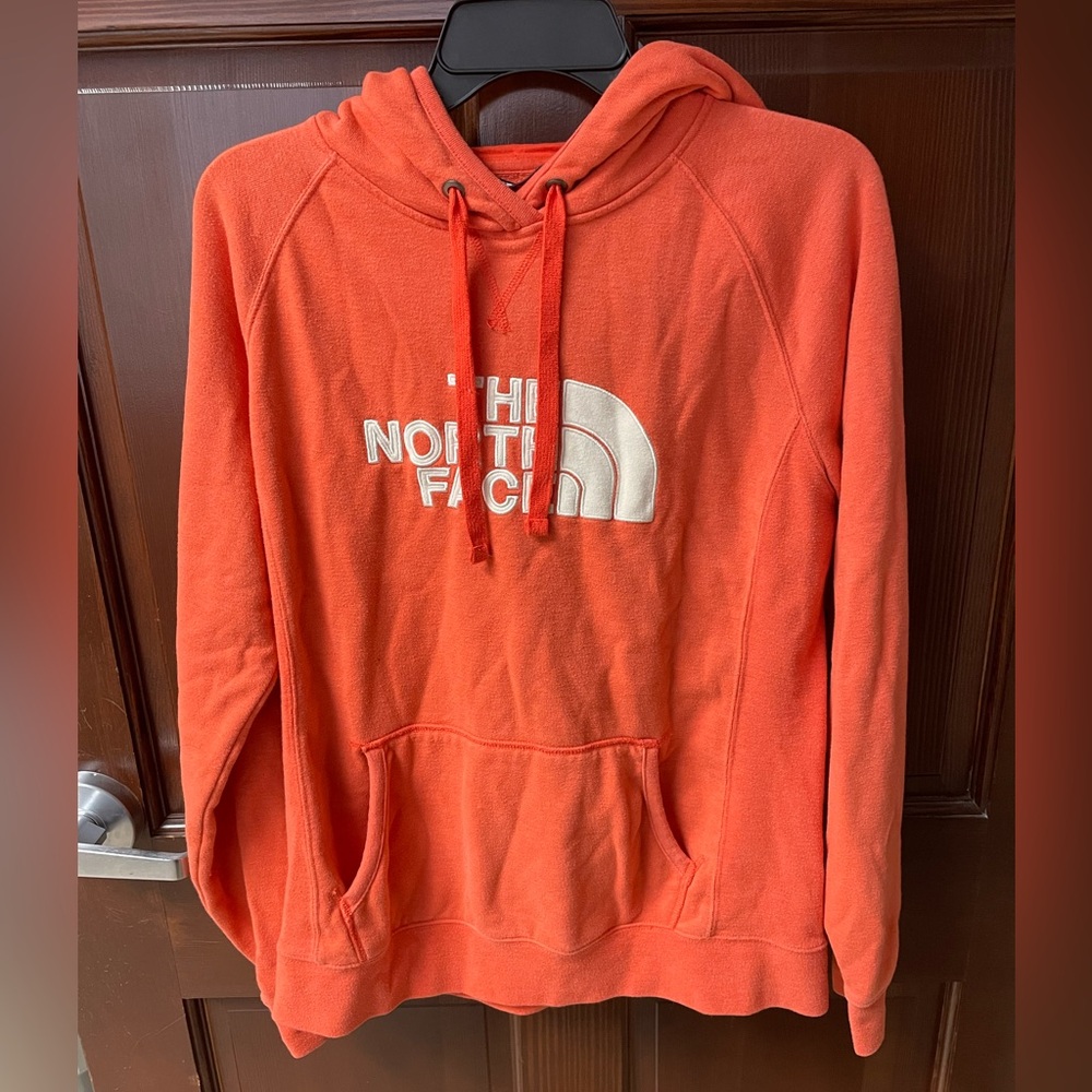 The North Face Women’s Hoodie Size L Orange W/White Appliquéd Logo